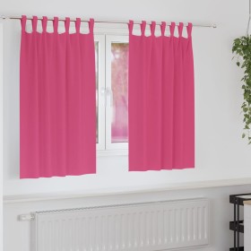 Cortinas con cortinas 2 pcs Rosa brillante Poliéster Cortinas con cortinas 2 pcs Rosa brillante Poliéster