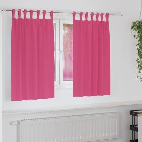 Cortinas con cortinas 2 pcs Rosa brillante Poliéster