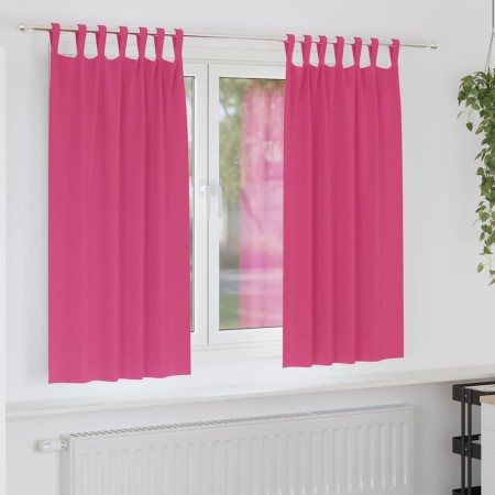 Cortinas con cortinas 2 pcs Rosa brillante Poliéster