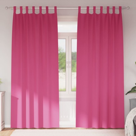Cortinas con cortinas 2 pcs Rosa brillante Poliéster