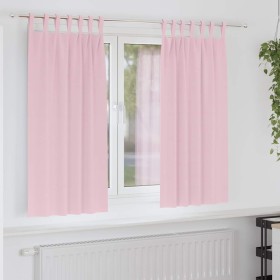Cortinas con cortinas 2 pcs Rosa bebé Poliéster Cortinas con cortinas 2 pcs Rosa bebé Poliéster