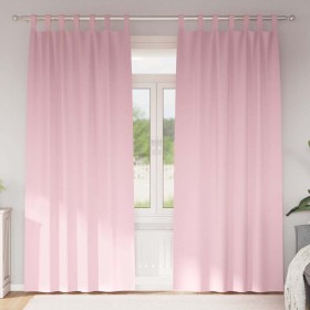 Cortinas con cortinas 2 pcs Rosa bebé 225x140cm Poliéster Cortinas con cortinas 2 pcs Rosa bebé 225x140cm Poliéster