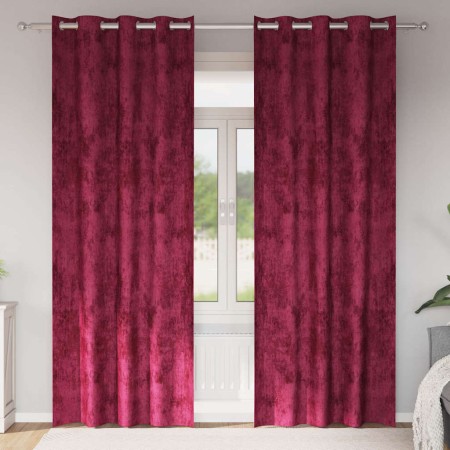 Cortina 2 pcs Rojo vino tinto 245 x 140 cm Terciopelo