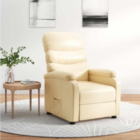Sillón reclinable de cuero sintético crema
