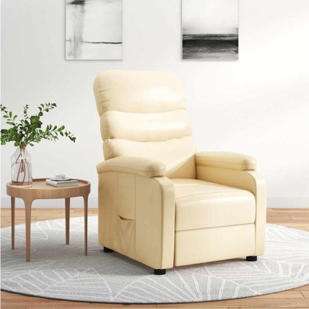 Sillón reclinable de cuero sintético crema