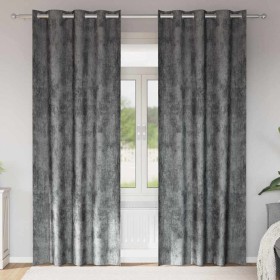 Cortina con cortinas 2 pcs Gris 245 x 140 cm Terciopelo Cortina con cortinas 2 pcs Gris 245 x 140 cm Terciopelo