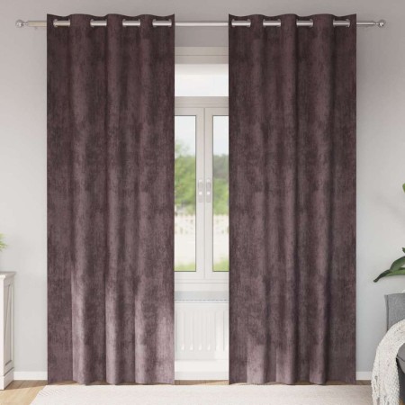 Cortina con cortinas 2 pcs Marrón 245 x 140 cm Terciopelo