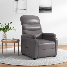 Sillón reclinable de cuero sintético gris