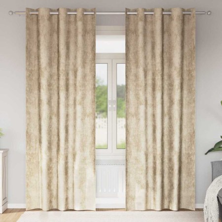 Cortina con cortinas 2 pcs Crema 225 x 140 cm Terciopelo