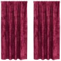 Cortina 2 pcs Rojo vino tinto 175 x 140 cm Terciopelo