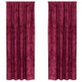 Cortina 2 pcs Rojo vino tinto 225 x 140 cm Terciopelo