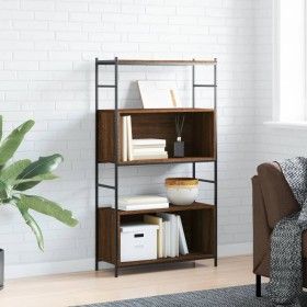 Engineered wood iron shelf oak brown 80x30x145.5 cm by vidaXL, Bookcases and shelves - Ref: Foro24-832802, Price: 56,97 €, Di...