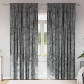 Cortina con cortinas 2 pcs Gris 260 x 140 cm Terciopelo Cortina con cortinas 2 pcs Gris 260 x 140 cm Terciopelo