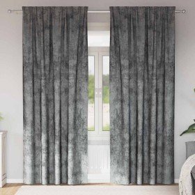 Cortina con cortinas 2 pcs Gris 260 x 140 cm Terciopelo Cortina con cortinas 2 pcs Gris 260 x 140 cm Terciopelo