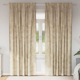 Cortina con cortinas 2 pcs Crema 245 x 140 cm Terciopelo Cortina con cortinas 2 pcs Crema 245 x 140 cm Terciopelo