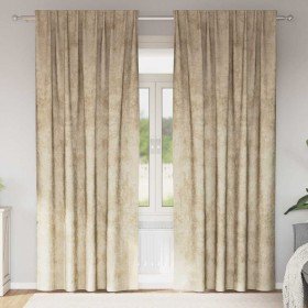 Cortina con cortinas 2 pcs Crema 245 x 140 cm Terciopelo Cortina con cortinas 2 pcs Crema 245 x 140 cm Terciopelo