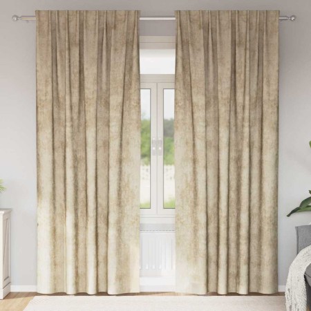 Cortina con cortinas 2 pcs Crema 260 x 140 cm Terciopelo