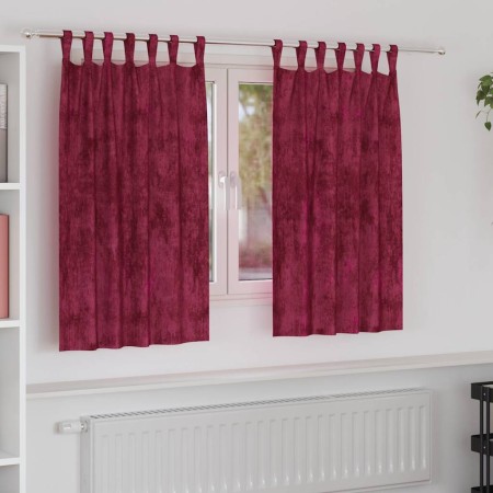 Cortina con cortinas 2 pcs Rojo vino 140 x 140 cm Terciopelo