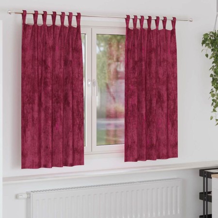 Cortina 2 pcs Rojo vino tinto 175 x 140 cm Terciopelo
