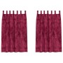 Cortina 2 pcs Rojo vino tinto 175 x 140 cm Terciopelo