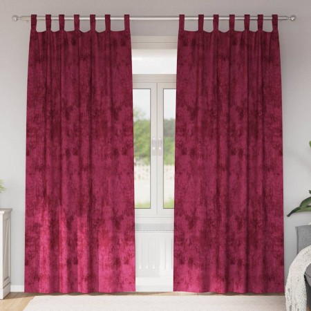 Cortina 2 pcs Rojo vino tinto 260 x 140 cm Terciopelo