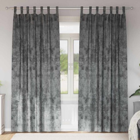 Cortina con cortinas 2 pcs Gris 225 x 140 cm Terciopelo