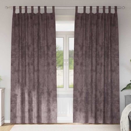 Cortina con cortinas 2 pcs Marrón 225 x 140 cm Terciopelo