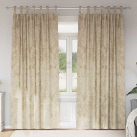 Cortina con cortinas 2 pcs Crema 225 x 140 cm Terciopelo Cortina con cortinas 2 pcs Crema 225 x 140 cm Terciopelo