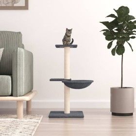 Rascador para gatos con postes de sisal gris oscuro 72 cm