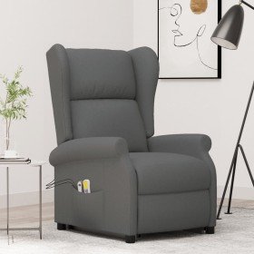 Sillón de masaje elevable tela gris oscuro