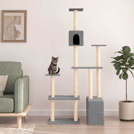 Katzenkratzbaum mit hellgrauen Sisalstämmen 180 cm von vidaXL, Katzenmöbel - Ref: Foro24-171775, Preis: 67,45 €, Rabatt: %