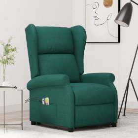 Sillón de masaje elevable tela verde oscuro