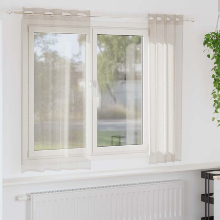 Cortinas con cortinas 2 pcs Arena 140x175cm Poliéster