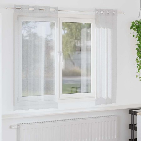 Cortinas con cortinas 2 pcs Gris claro 140x175cm Poliéster