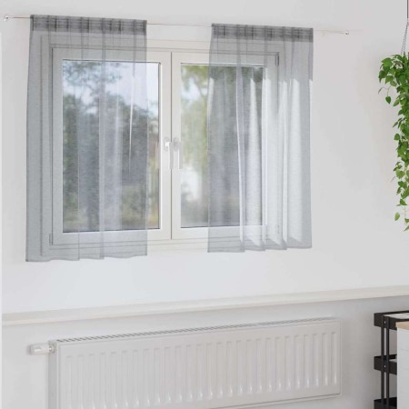 Cortinas con cortinas 2 pcs Gris oscuro 140x140cm Poliéster