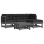 Juego de muebles jardín 5 piezas y cojines madera maciza gris de vidaXL, Conjuntos de jardín - Ref: Foro24-3185789, Precio: 3...