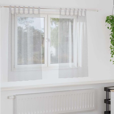 Cortinas con cortinas 2 pcs Gris claro 140x140cm Poliéster