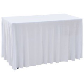 Fundas elásticas para mesa 2 uds con falda 183x76x74 cm blanco Fundas elásticas para mesa 2 uds con falda 183x76x74 cm blanco