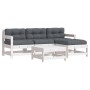5-piece garden furniture set with solid white wood and cushions by vidaXL, Garden sets - Ref: Foro24-3185795, Price: 399,00 €...