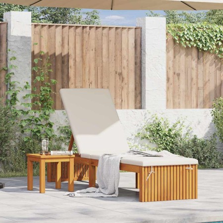 Tumbona Marrón 200 x 55 x 94cm Madera maciza de Acacia