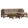 Gartenmöbel-Set 5-teilig und honigbraune Massivholzkissen von vidaXL, Gartensets - Ref: Foro24-3185804, Preis: 520,92 €, Raba...