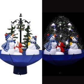 Árbol de Navidad con nieve con base de paraguas PVC azul 75 cm
