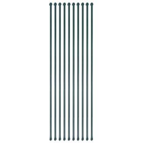 Postes de jardín 10 unidades 1,5 m metal verde