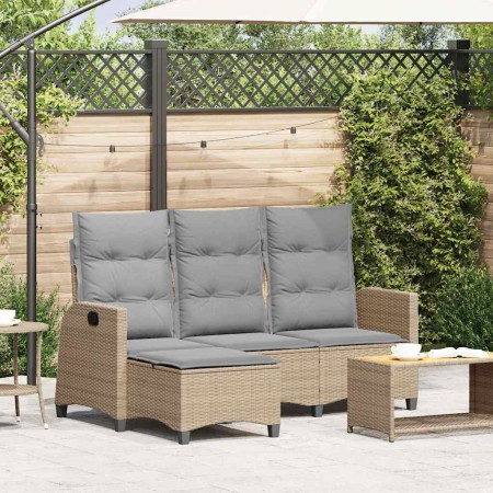 Sofá de jardín reclinable con cojines en forma de L beige en Sofás de exterior | Comprar online en Foro24