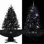 Árbol de Navidad con nieve y base de paraguas PVC negro 140cm