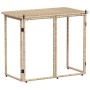 Mesa de jardín plegable ratán sintético beige 90x51x75 cm