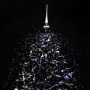 Árbol de Navidad con nieve y base de paraguas PVC negro 140cm