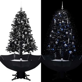 Árbol de Navidad con nieve y base de paraguas PVC negro 170 cm