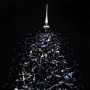 Árbol de Navidad con nieve y base de paraguas PVC negro 170 cm