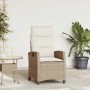 Silla de jardín reclinable con mesa auxiliar ratán beige en Sillas de jardín | Comprar online en Foro24
